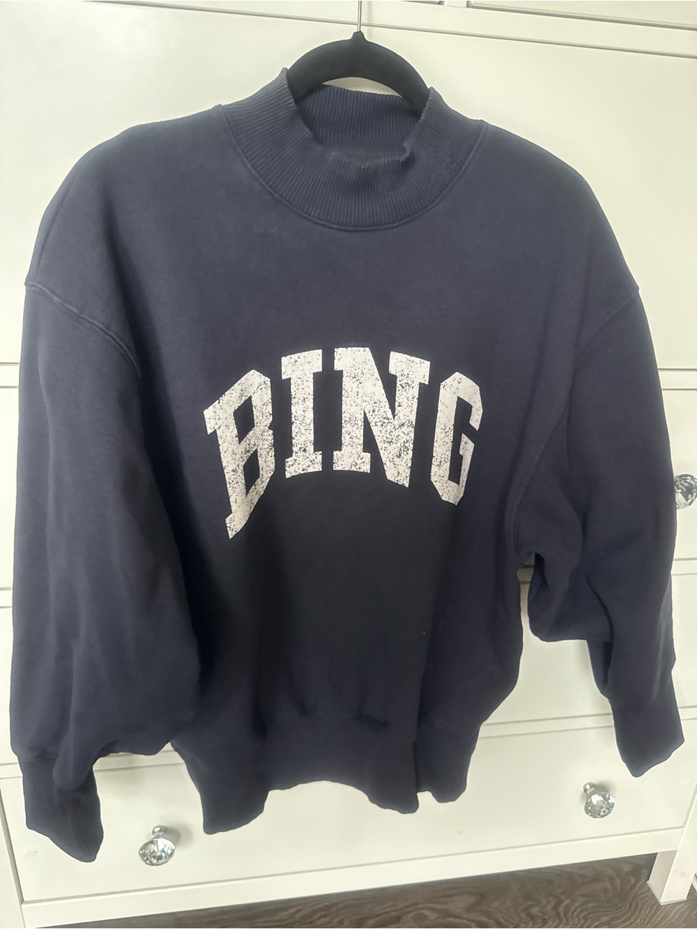 ANINE BING Navy Mock Neck Sweatshirt - Casual Women's Sweater